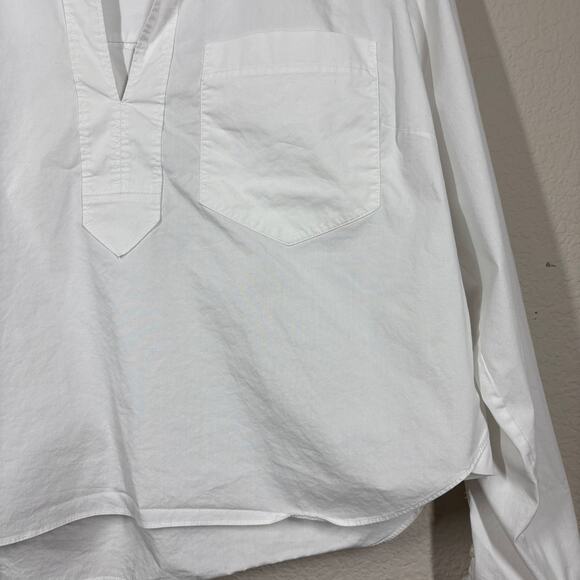 Veronica Beard 8 Poplin Shirt White Khai Cotton Blend Split Neck Long Sleeves - Picture 4 of 10